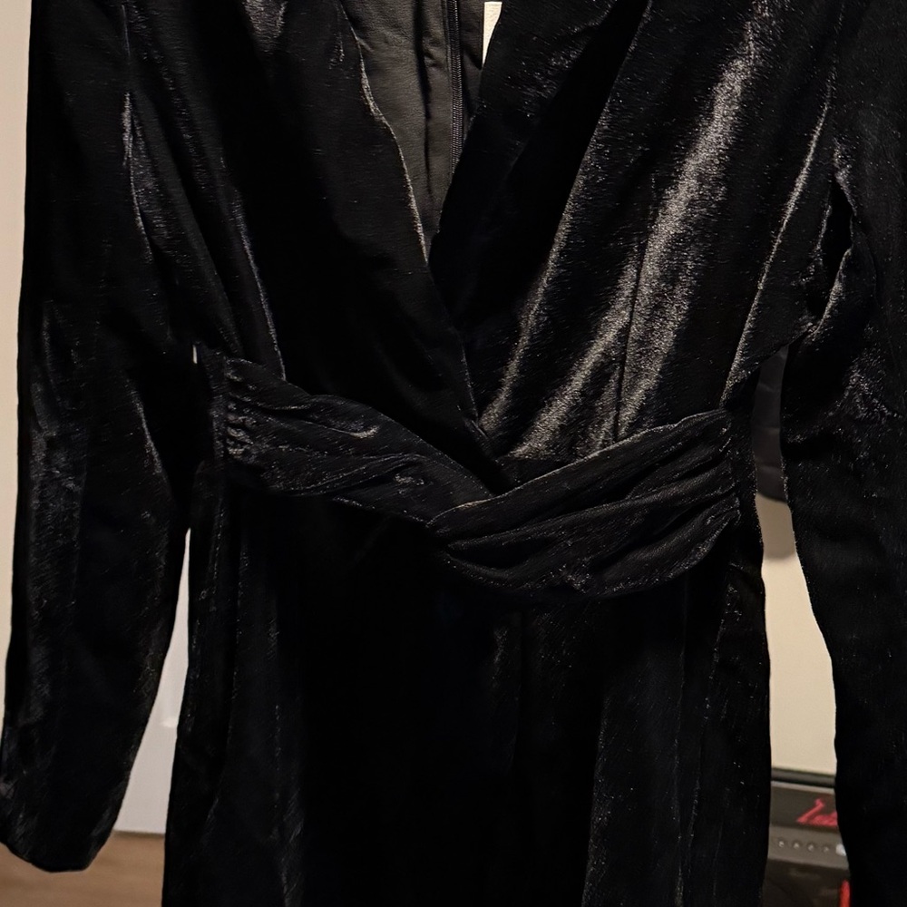 NWT Black Velvet Mini Dress - Picture 3 of 9